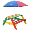 Axi - Table de pique-nique pour enfants nick avec parasol arc-en-ciel New