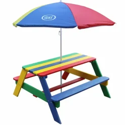 Axi - Table de pique-nique pour enfants nick avec parasol arc-en-ciel New