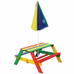 Axi - Table de pique-nique pour enfants nick avec parasol arc-en-ciel New