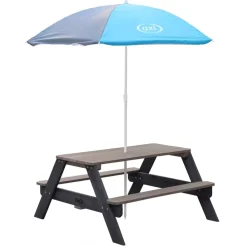 Axi Mobilier Pour Enfants | - Table de pique-nique pour enfants nick et parasol marron et gris