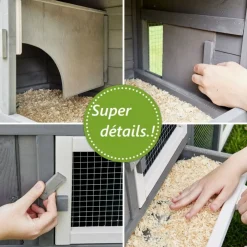 Bb Loisir Poulaillers, Clapiers Et Accessoires | - Cage clapier enclos lapin extérieur en bois haute qualité pour lapins petits animaux- modèle : 085 don camillo 69x54x85,5cm