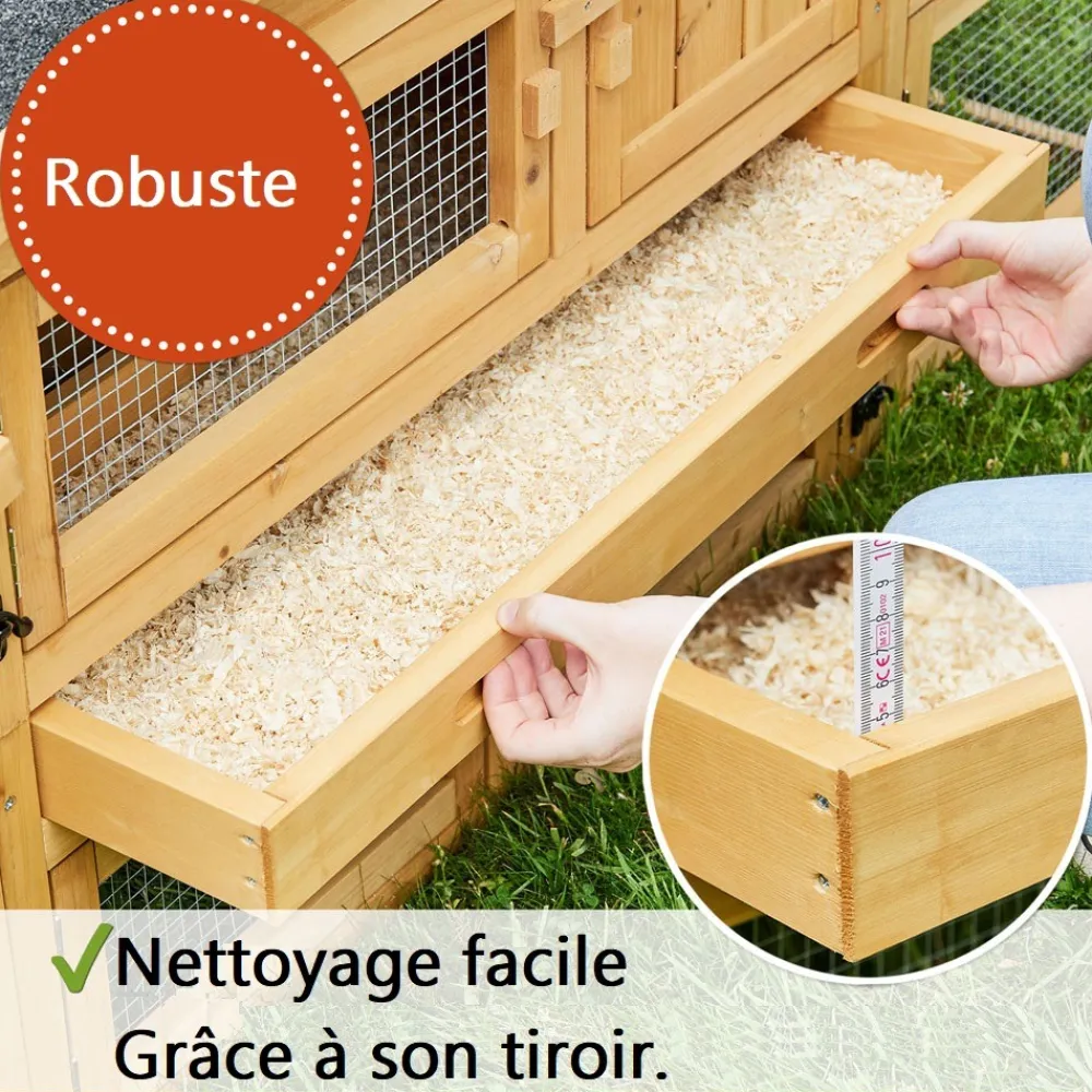 Bb Loisir - Cage clapier enclos lapin extérieur en bois haute qualité pour lapins petits animaux- modèle : 087 alpine 180x62x72cm