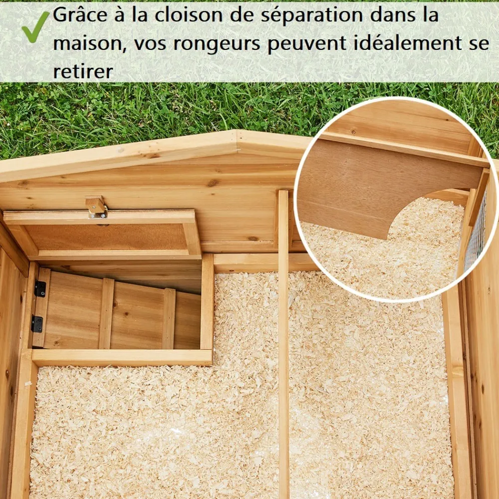 Bb Loisir - Cage clapier enclos lapin extérieur en bois haute qualité pour lapins petits animaux- modèle : 087 alpine 180x62x72cm