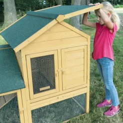 Bb Loisir - Cage clapier enclos lapin extérieur en bois haute qualité pour lapins petits animaux- modèle : 035 ranch 152 x 98 x 118 cm Outlet