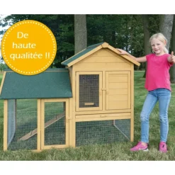 Bb Loisir - Cage clapier enclos lapin extérieur en bois haute qualité pour lapins petits animaux- modèle : 035 ranch 152 x 98 x 118 cm Outlet