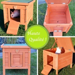 Bb Loisir Cages Et Accessoires | - Cage clapier enclos lapin extérieur en bois haute qualité pour lapins 51,5 x 42 x 43 cm « 083 mini maison »