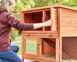Bb Loisir Cages Et Accessoires | - Cage clapier enclos lapin extérieur en bois haute qualité pour lapins petits animaux- modèle : 022 mukkel 104 x 55 x 94 cm