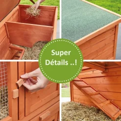 Bb Loisir Cages Et Accessoires | - Cage clapier enclos lapin extérieur en bois haute qualité pour lapins petits animaux- modèle : 022 mukkel 104 x 55 x 94 cm