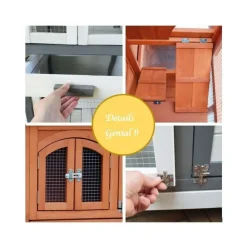 Bb Loisir Poulaillers, Clapiers Et Accessoires | - Cage clapier extérieur pour lapins 122x42,5x104 cm modèle- miette 081 gris-blanc