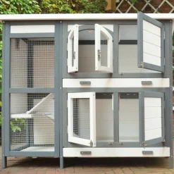 Bb Loisir Poulaillers, Clapiers Et Accessoires | - Cage clapier extérieur pour lapins 122x42,5x104 cm modèle- miette 081 gris-blanc