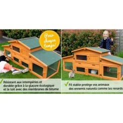 Bb Loisir Cages Et Accessoires | - Cage clapier pour lapin extérieur 185x51x75cm modèle: 037 étable de roi