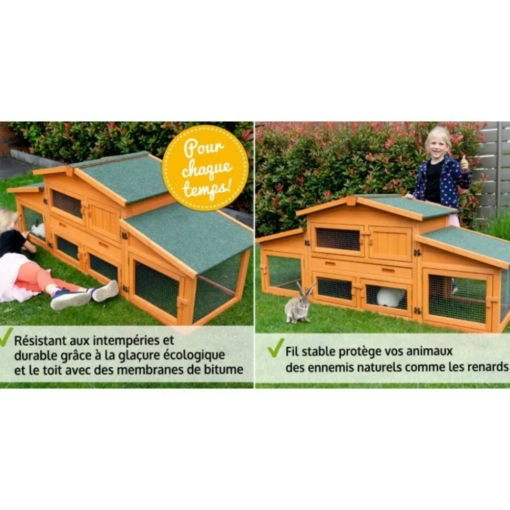 Bb Loisir Cages Et Accessoires | - Cage clapier pour lapin extérieur 185x51x75cm modèle: 037 étable de roi