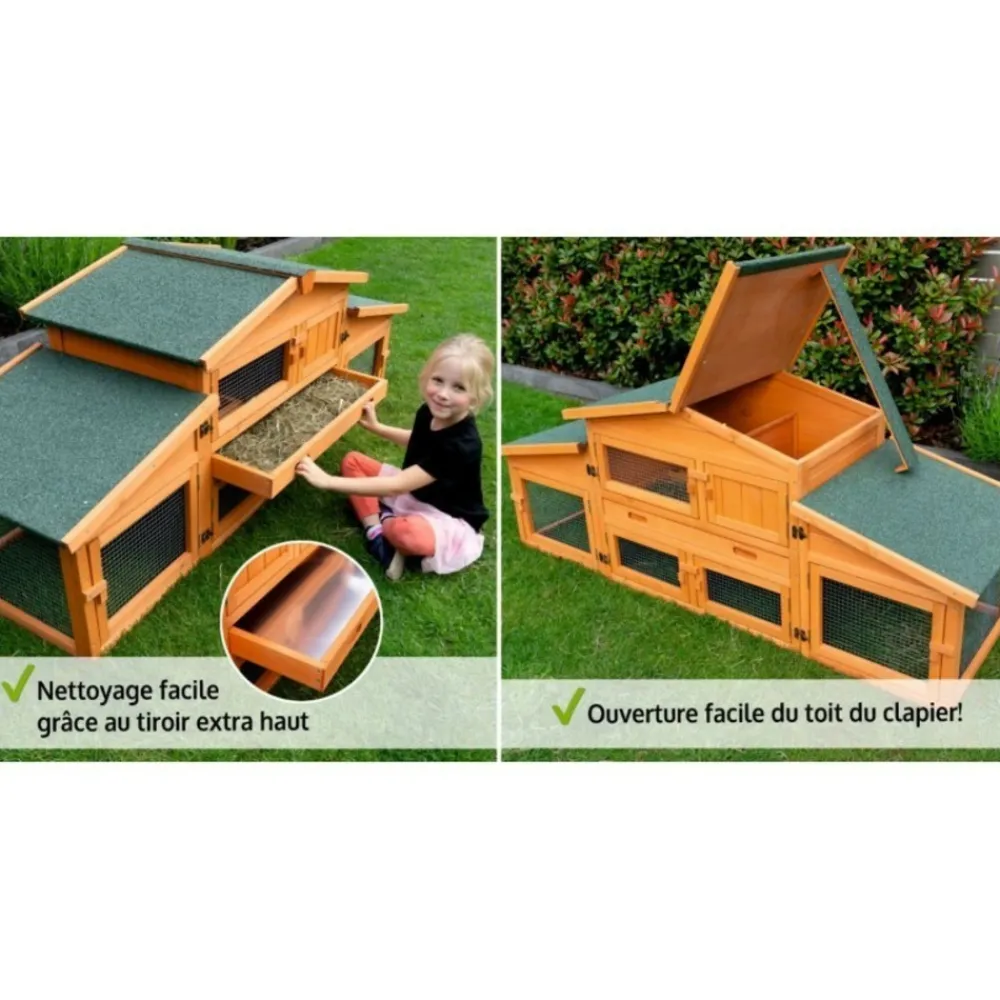 Bb Loisir Cages Et Accessoires | - Cage clapier pour lapin extérieur 185x51x75cm modèle: 037 étable de roi
