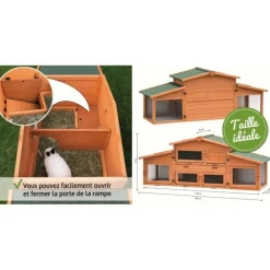 Bb Loisir Cages Et Accessoires | - Cage clapier pour lapin extérieur 185x51x75cm modèle: 037 étable de roi