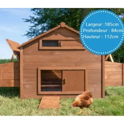Bb Loisir - Poulailler en bois pour jardin extérieure cage canard équipé 2 nichoirs 185 x 84 x 112 cm modèle 154 ferme de terrain Best