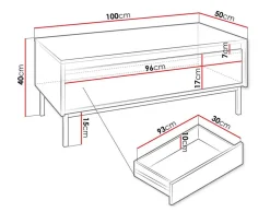 Best Mobilier - Girona - table basse - noir - 100 cm Hot