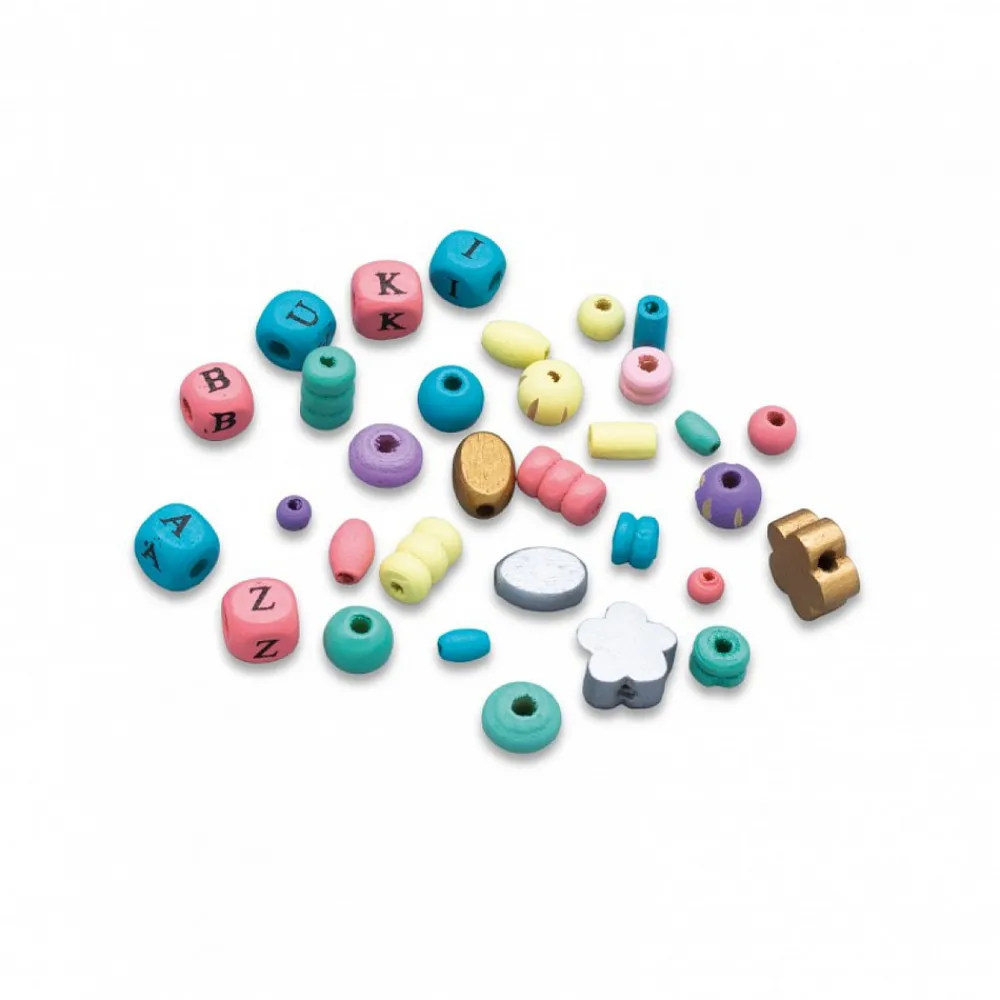 Be Teens - Boîte de perles en bois colorées pour création de bijoux Sale