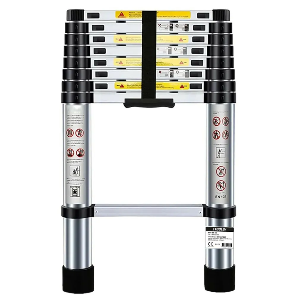 Bm Tools Outils De Jardinage Et Accessoires | - Échelle télescopique 2,6m en acier inoxydable, charge 150kg pliable extensible unique droite multi-fonction, bricolage