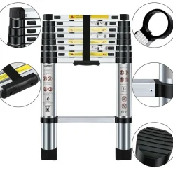 Bm Tools Outils De Jardinage Et Accessoires | - Échelle télescopique 2,6m en acier inoxydable, charge 150kg pliable extensible unique droite multi-fonction, bricolage