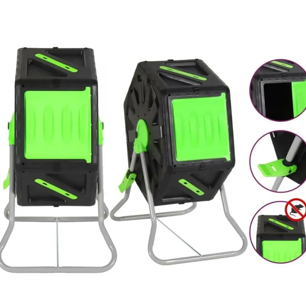 Bm Tools Jardinage Écologique | - Composteur domestique de jardin, bac à compost rotatif 360 de 70l - décomposition rapide des matières organiques pour engrais