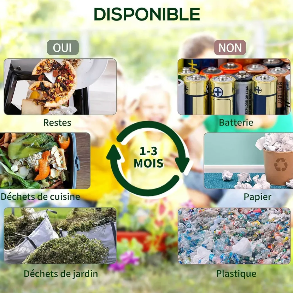 Bm Tools Jardinage Écologique | - Composteur domestique de jardin, bac à compost rotatif 360 de 70l - décomposition rapide des matières organiques pour engrais