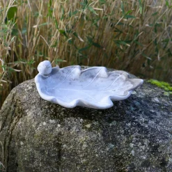 Chemin De Campagne Oiseaux Du Jardin | - Bain d'oiseaux en béton gris 24 x 13 x 8 cm