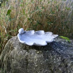 Chemin De Campagne Oiseaux Du Jardin | - Bain d'oiseaux en béton gris 24 x 13 x 8 cm