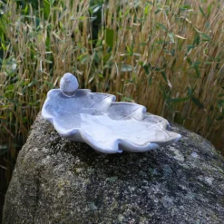 Chemin De Campagne Oiseaux Du Jardin | - Bain d'oiseaux en béton gris 24 x 13 x 8 cm