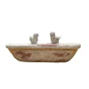 Chemin De Campagne - Bain oiseaux jardin extérieur ancien béton beige vieilli 32.5x16.5cm New