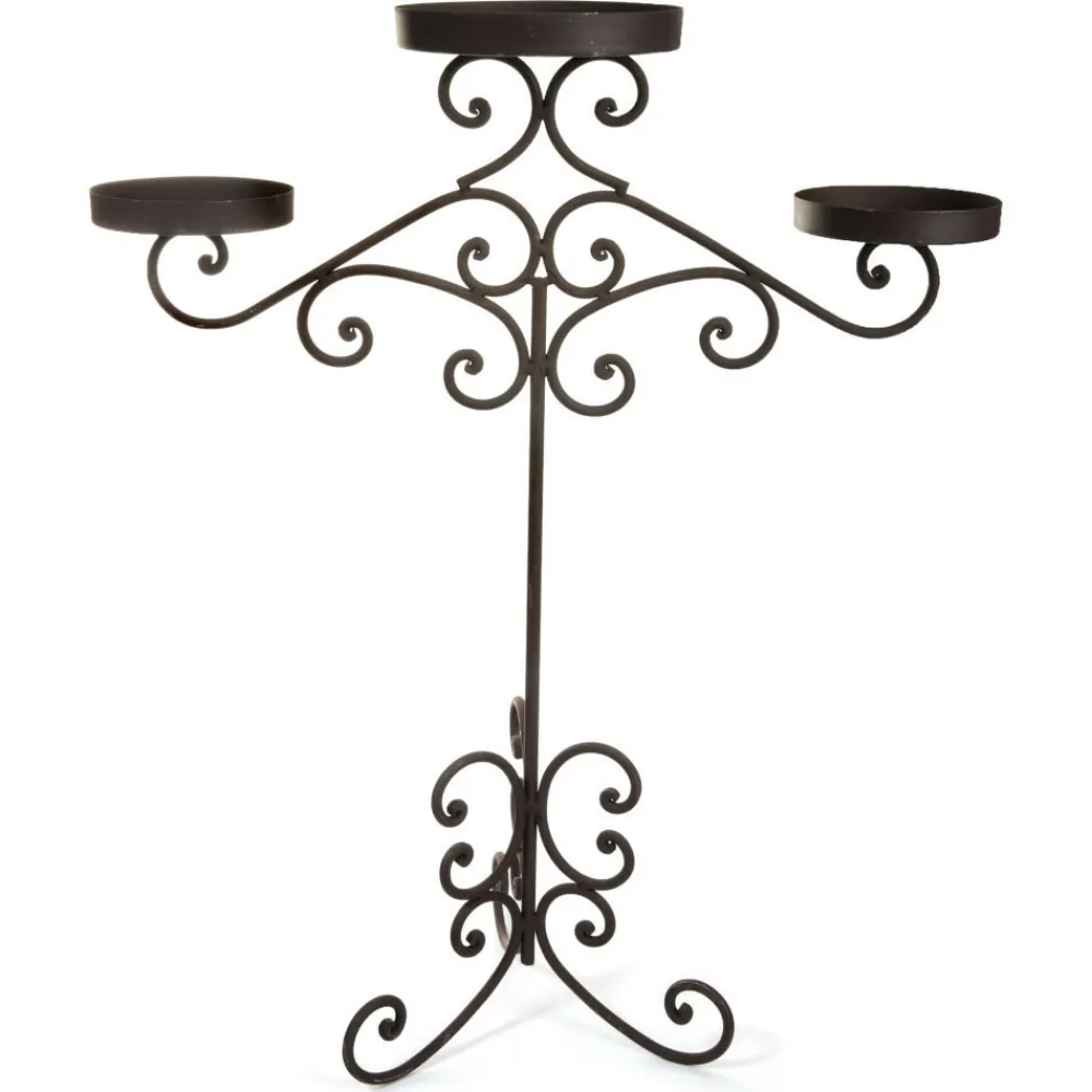 Chemin De Campagne - ~ bougeoir sur pieds 3 bougies métal marron 62 x 87 cm Discount