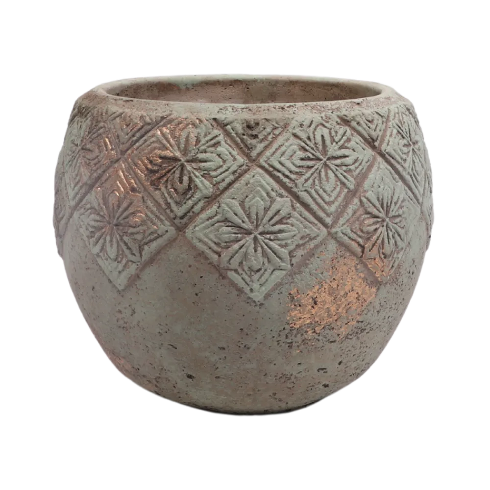 Chemin De Campagne Vases Et Coupes | - ° cache-pot "collerette" en béton vert de gris ø.18 x 15 cm