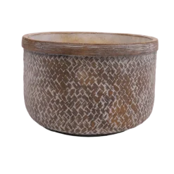 Chemin De Campagne Pots Et Jardinières | - Coupe "tressage" béton marron ø.27 x 17.5 cm