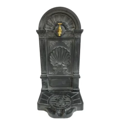 Chemin De Campagne - Fontaine de jardin extérieur en fonte aluminium noire 42 x 32 x 84 cm