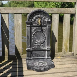 Chemin De Campagne - Fontaine de jardin extérieur en fonte aluminium noire 42 x 32 x 84 cm