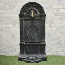 Chemin De Campagne - Fontaine de jardin extérieur en fonte aluminium noire 42 x 32 x 84 cm
