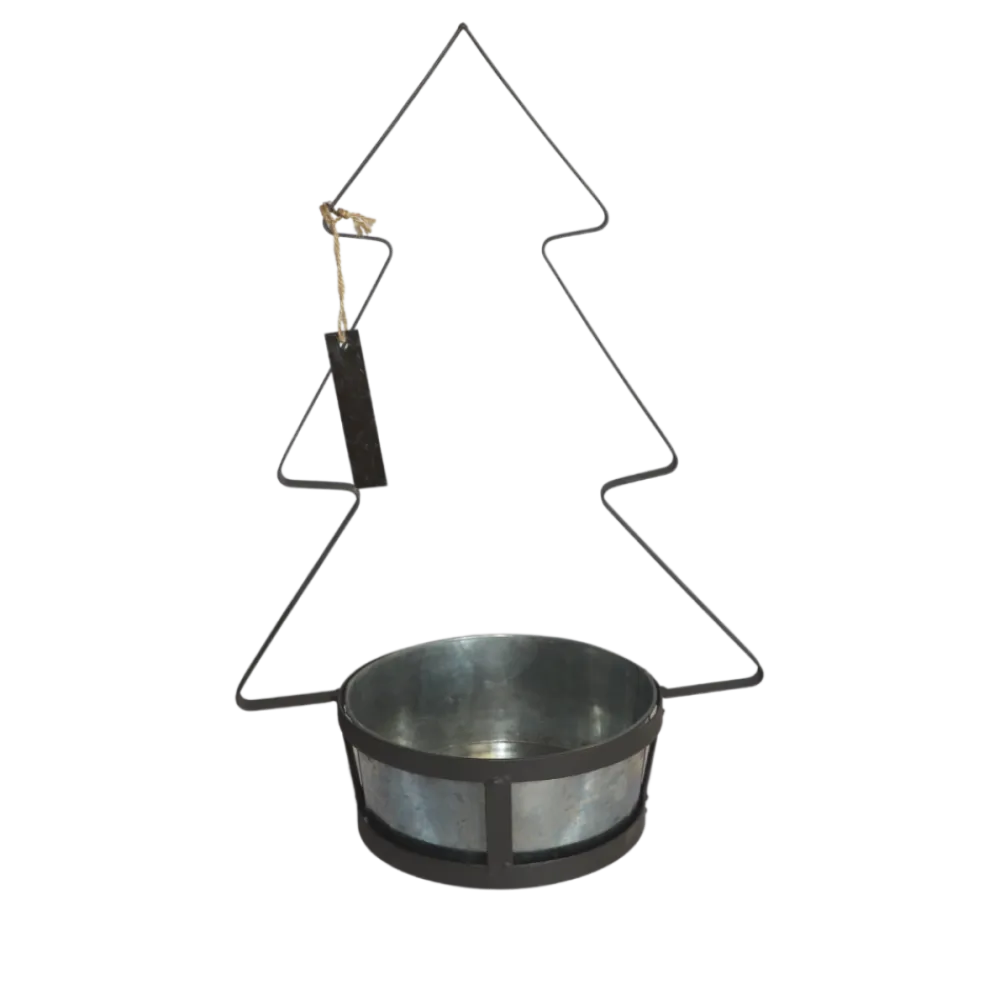 Chemin De Campagne - Jardinière extérieure sapin de noël métal gris 21x19x25.5cm Hot