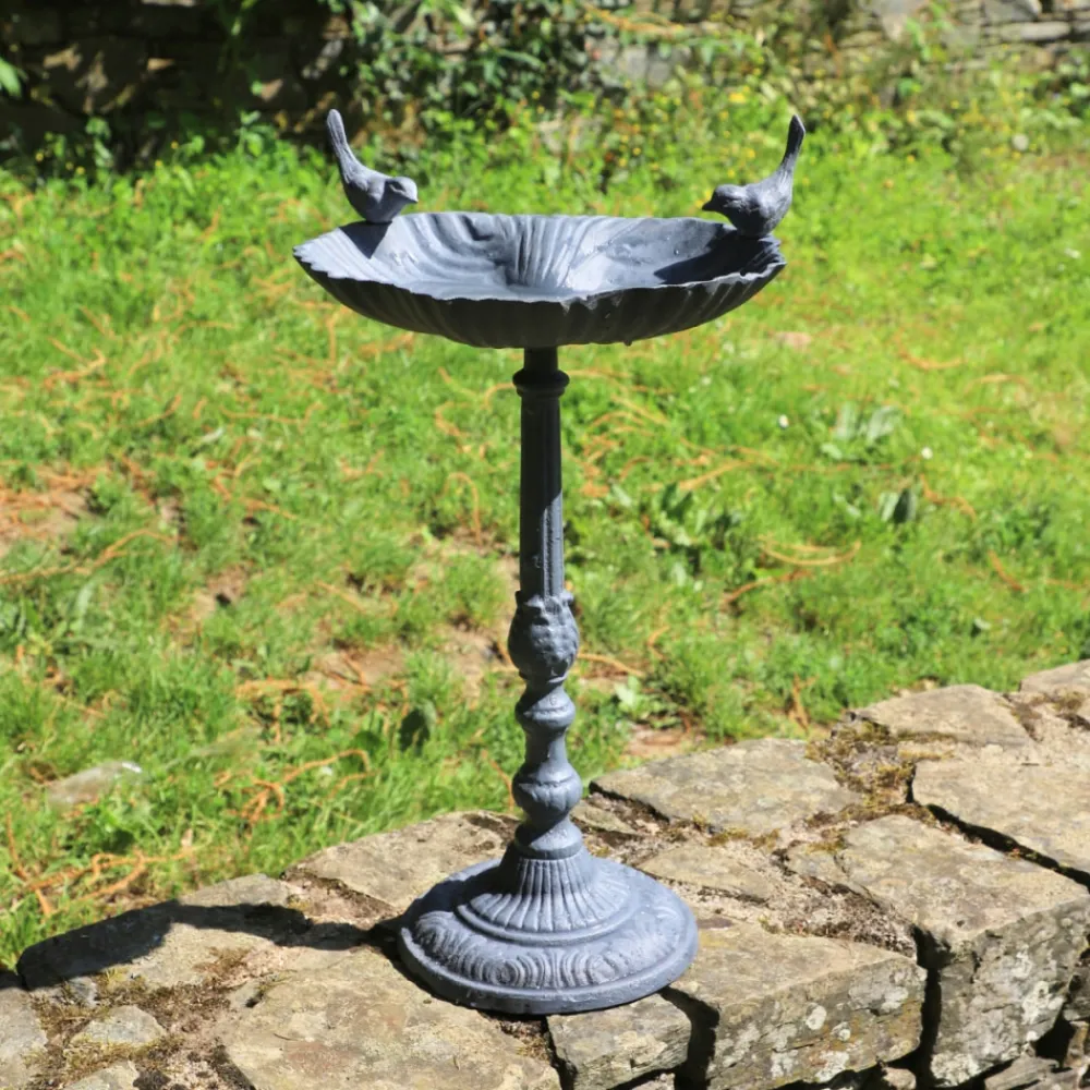 Chemin De Campagne - Mangeoire à oiseaux sur pied abreuvoir jardin fonte grise 50cm Discount
