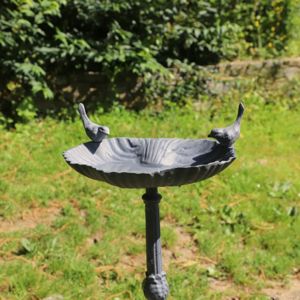 Chemin De Campagne - Mangeoire à oiseaux sur pied abreuvoir jardin fonte grise 50cm Discount
