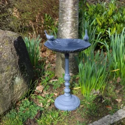 Chemin De Campagne - Mangeoire à oiseaux sur pied abreuvoir jardin fonte grise 50cm Discount