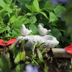 Chemin De Campagne - Mangeoire à oiseaux sur pied coeur abreuvoir jardin béton gris 19cm Best
