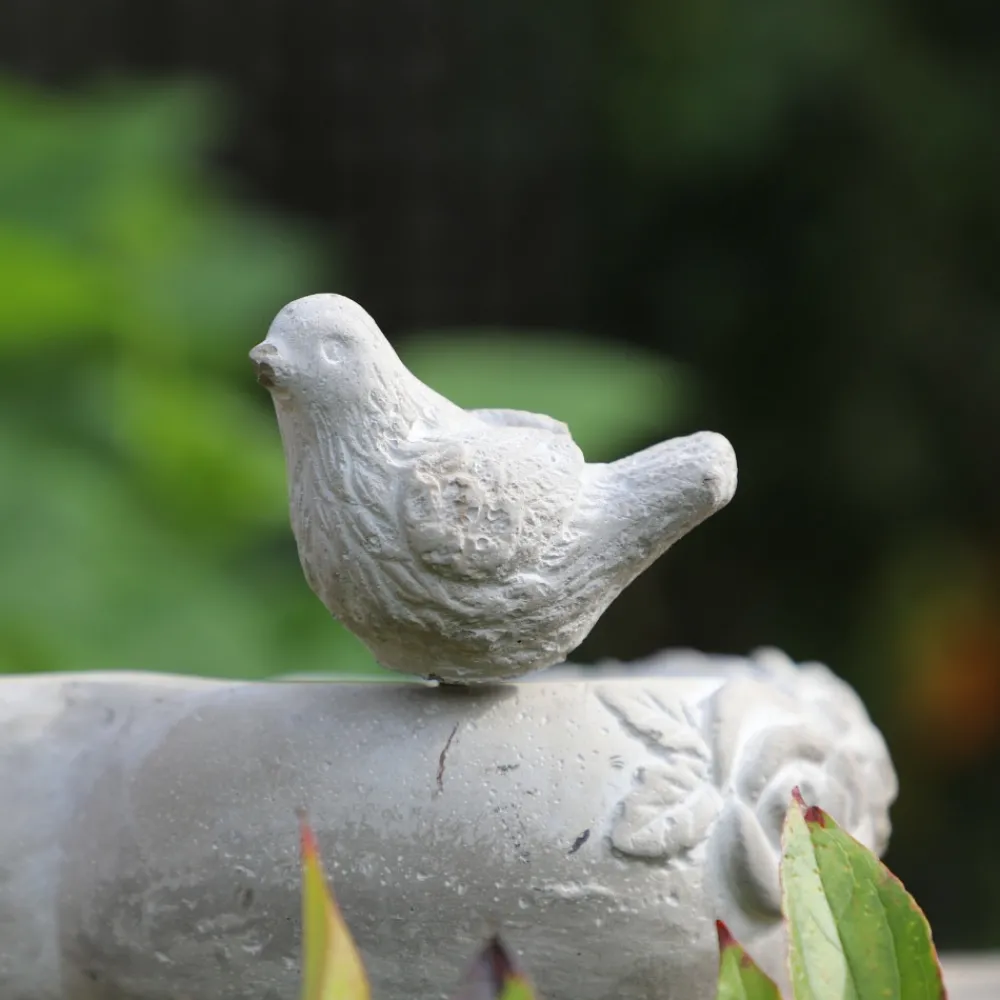 Chemin De Campagne - Mangeoire à oiseaux sur pied coeur abreuvoir jardin béton gris 19cm Best