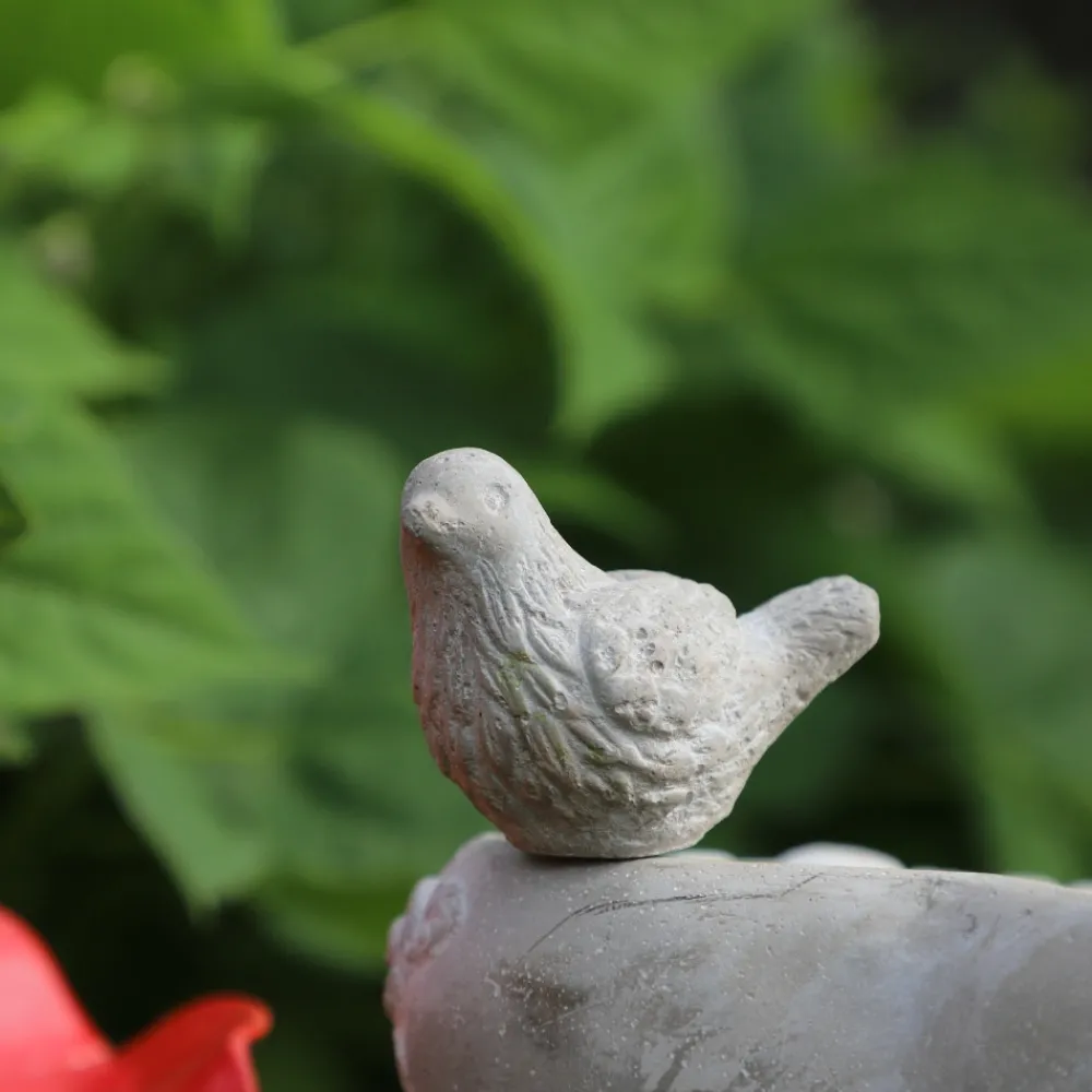 Chemin De Campagne - Mangeoire à oiseaux sur pied coeur abreuvoir jardin béton gris 19cm Best