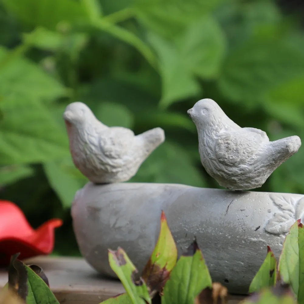 Chemin De Campagne - Mangeoire à oiseaux sur pied coeur abreuvoir jardin béton gris 19cm Best