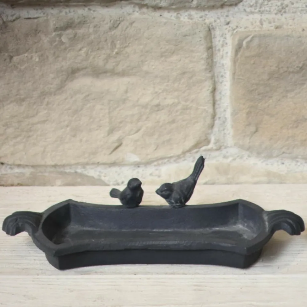 Chemin De Campagne - Mangeoire à oiseaux abreuvoir jardin fonte grise 30cm Online