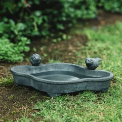 Chemin De Campagne - Mangeoire à oiseaux abreuvoir jardin en fonte grise 19.5cm Outlet