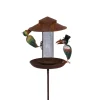Chemin De Campagne Oiseaux Du Jardin | - Mangeoire à oiseaux pique jardin abreuvoir fer marron 128cm