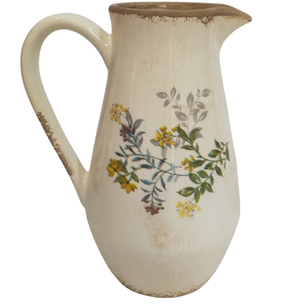 Chemin De Campagne Vases Et Coupes | - Pichet vase en céramique beige 20 x 14 x 25 cm