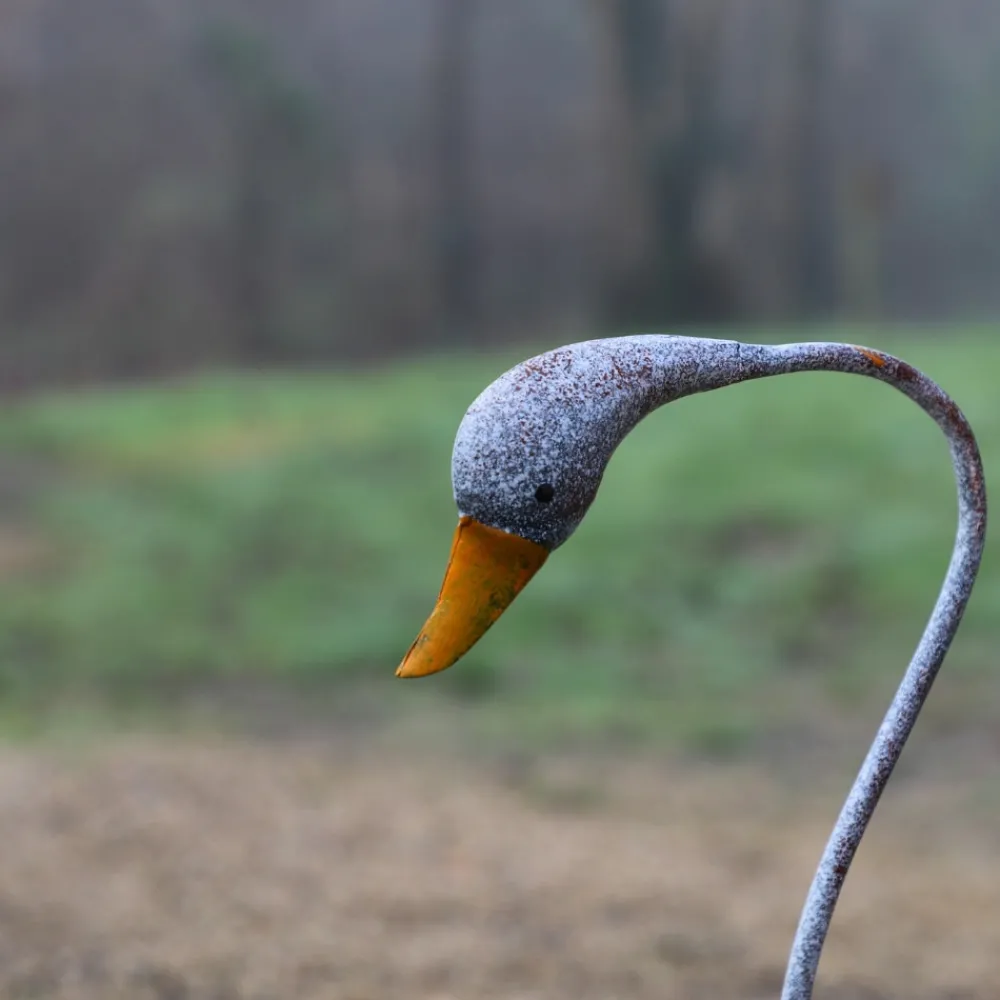 Chemin De Campagne Objets De Décoration | - Set de 2 canes en métal gris et orange ht.58-72 cm