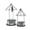 Chemin De Campagne - Set2 mangeoires oiseaux abreuvoir jardin métal gris 28.5-41cm New
