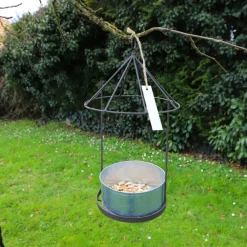 Chemin De Campagne - Set2 mangeoires oiseaux abreuvoir jardin métal gris 28.5-41cm New